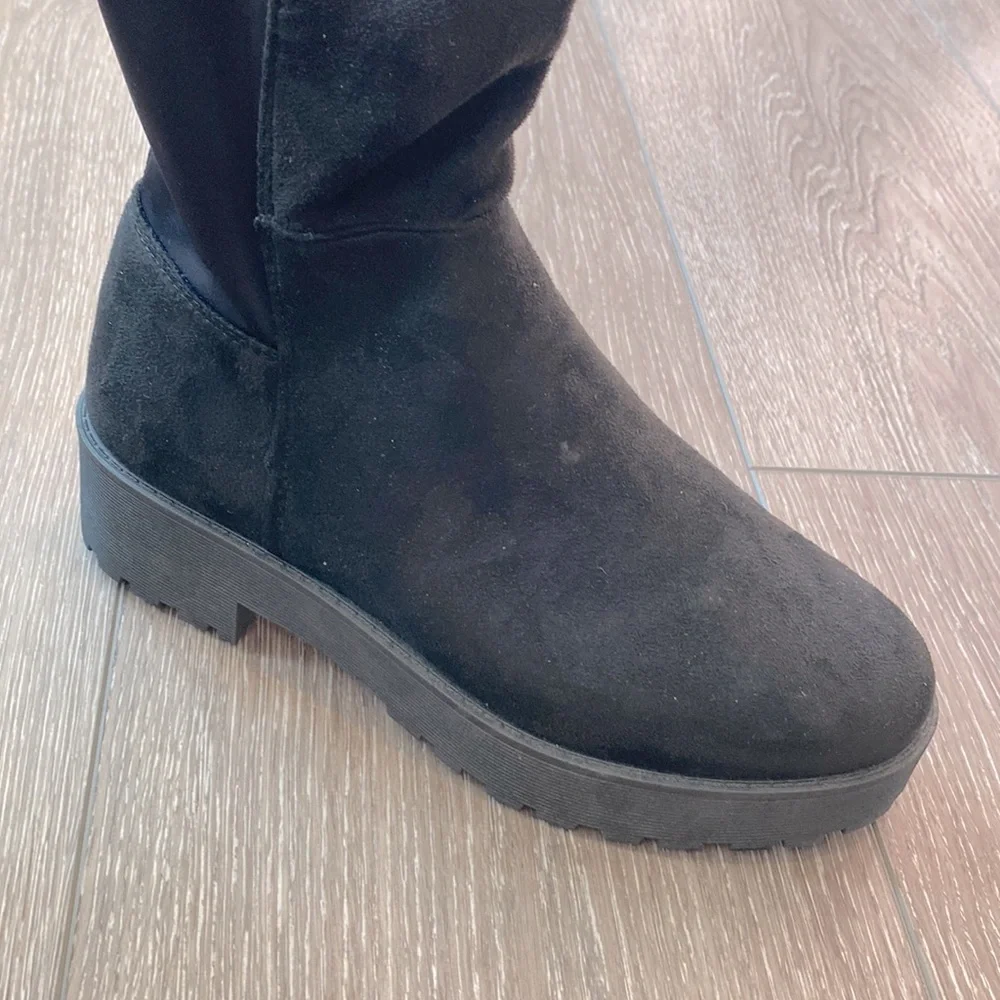 NEW! DIRTY LAUNDRY Over-The-Knee Boot Manhattan Faux Suede Lug Sole Black Size 9